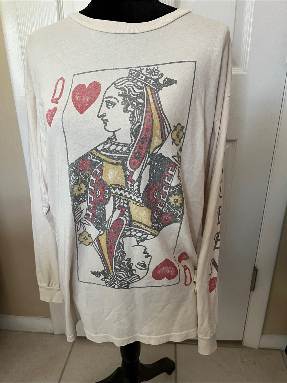 Daydreamer Free People Queen of Hearts long sleeve T-shirt cotton arm spellout L - Picture 14 of 14